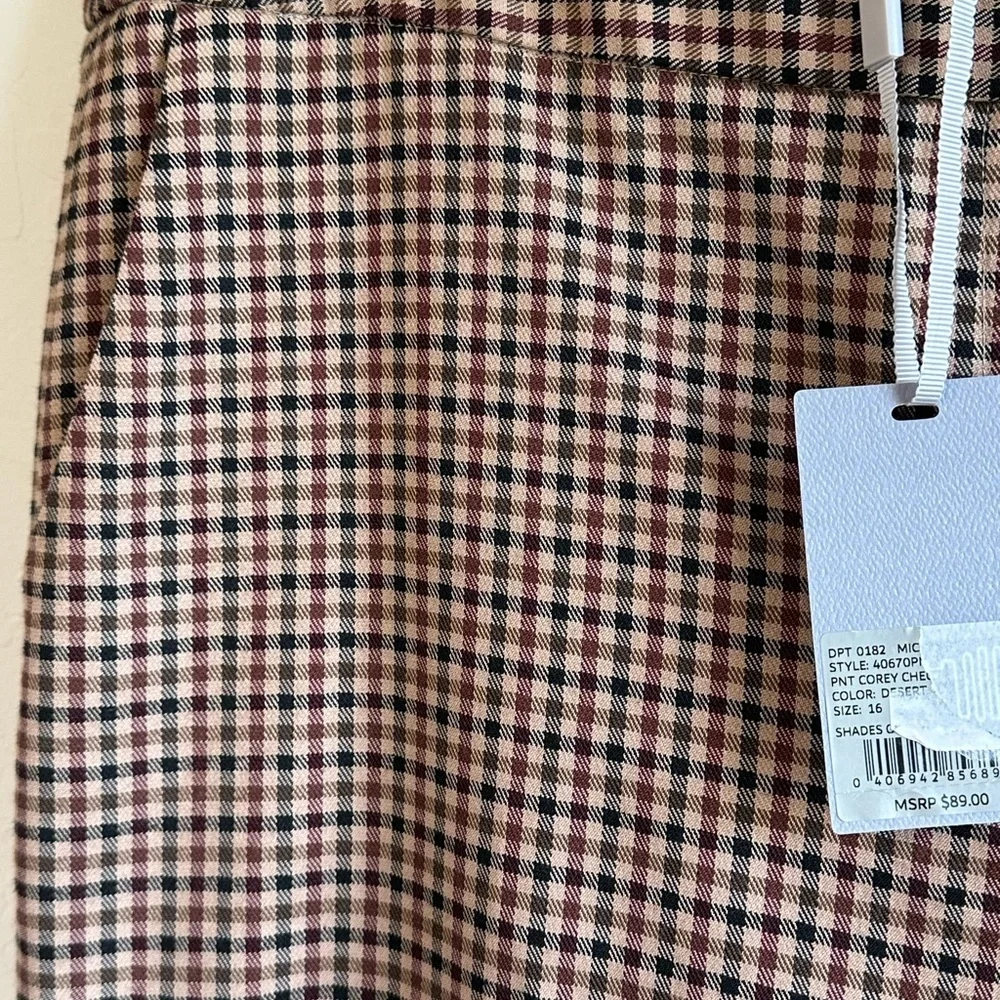 NWT Preston & York Brown Plaid Straight Leg Flattering Career Pants Sz 16